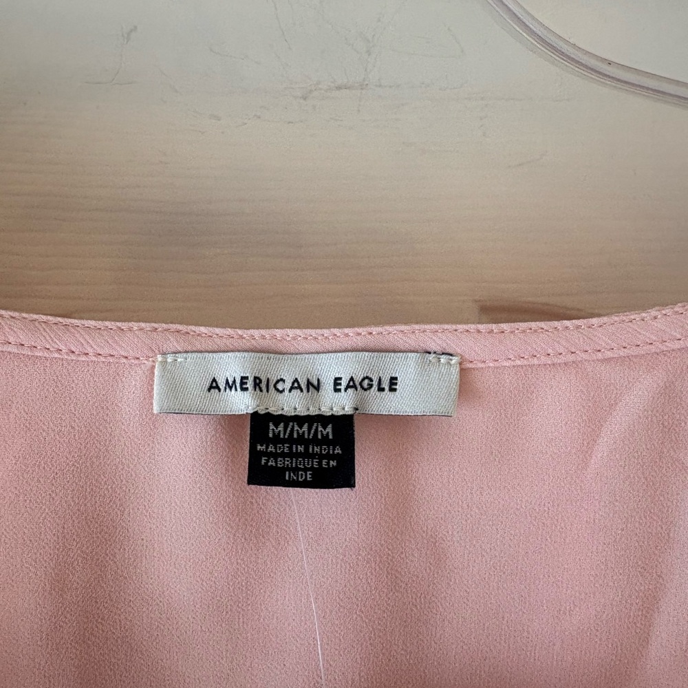 American Eagle Outfitters Light Pink Ruffle Blouse - Picture 2 of 6